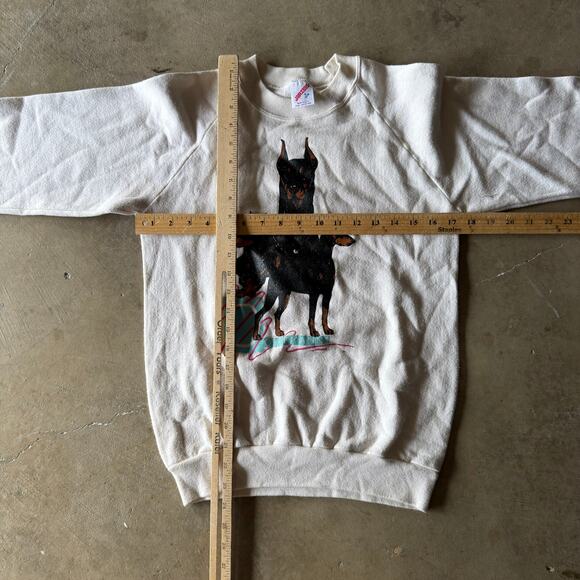 VINTAGE 90S JERZEES DOBERMAN DOG CREWNECK RETRO GRAPHIC ANIMALS MENS SMALL - Picture 5 of 5